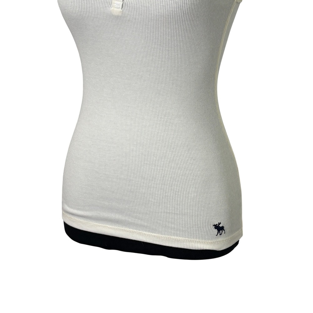 Abercrombie & Fitch Y2K Lace Trim Henley Ribbed Cami Top XXS Coquette Bella Tank - Picture 4 of 9